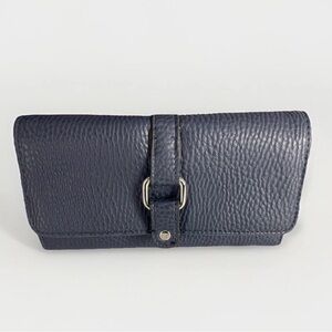 EMMA JAMES Navy Pebbled Leather Look Vinyl Wallet Credit Card Checkbook